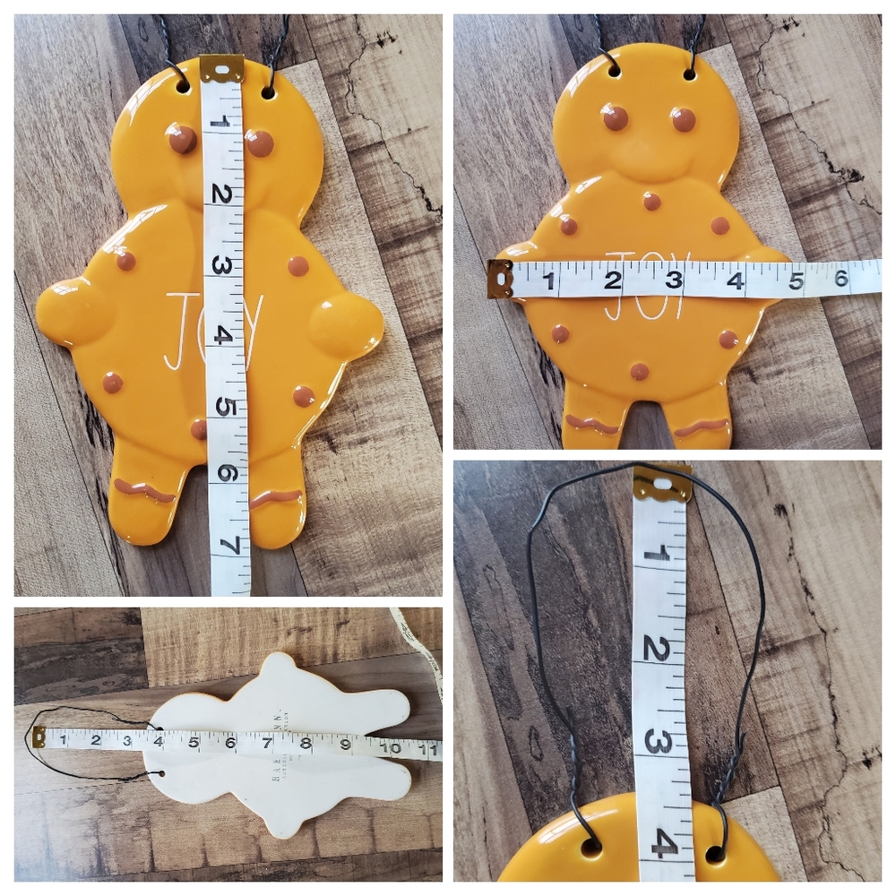 Rae Dunn orange Gingerbread Man "JOY" ceramic holiday decor wall hanging plaque - Picture 8 of 13